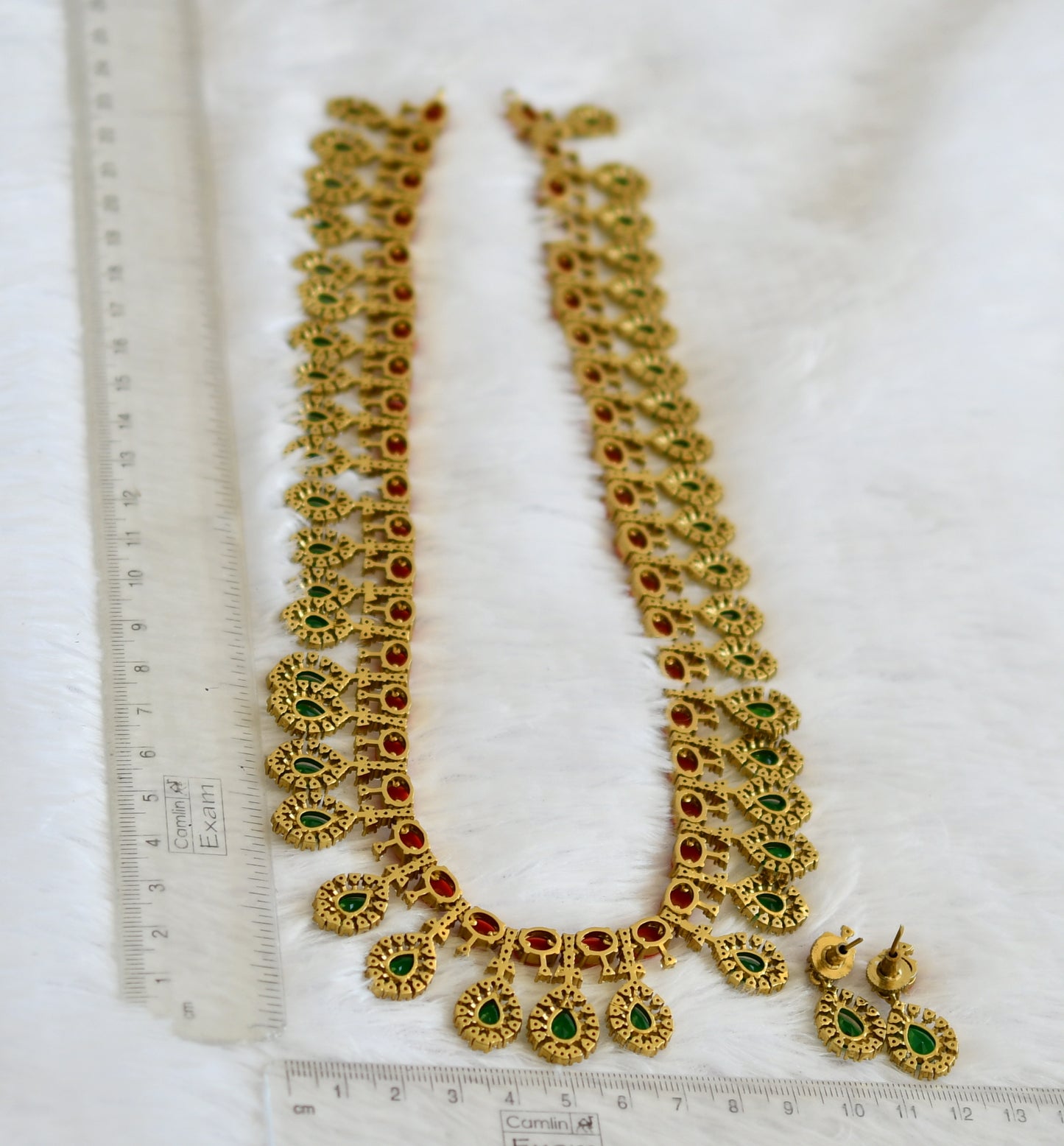Matte finish cz coral-green stone haar set dj-50043
