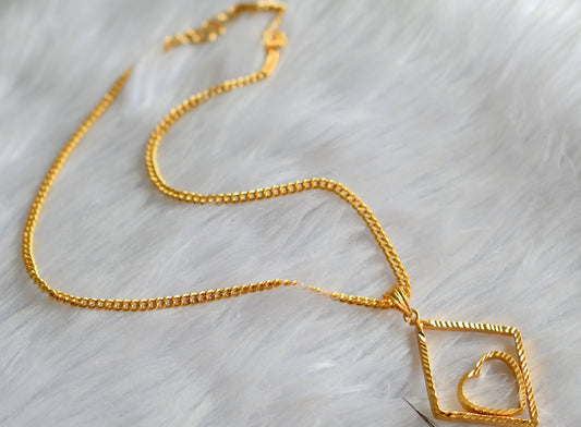 Gold tone 18 inches chain with heart pendant dj-43122