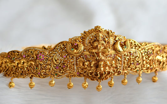 Matte finish kemp-green-white Shri Thirumal peacock horse waist band dj-44655