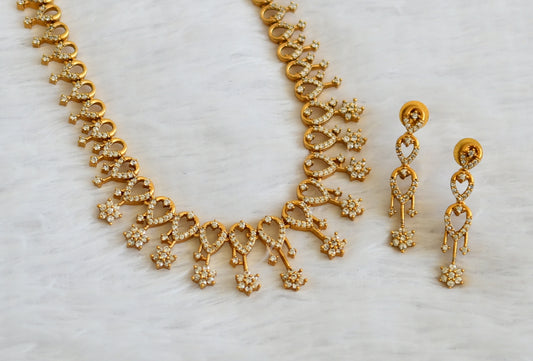 Matte finish cz white nakshatra haar set dj-44047