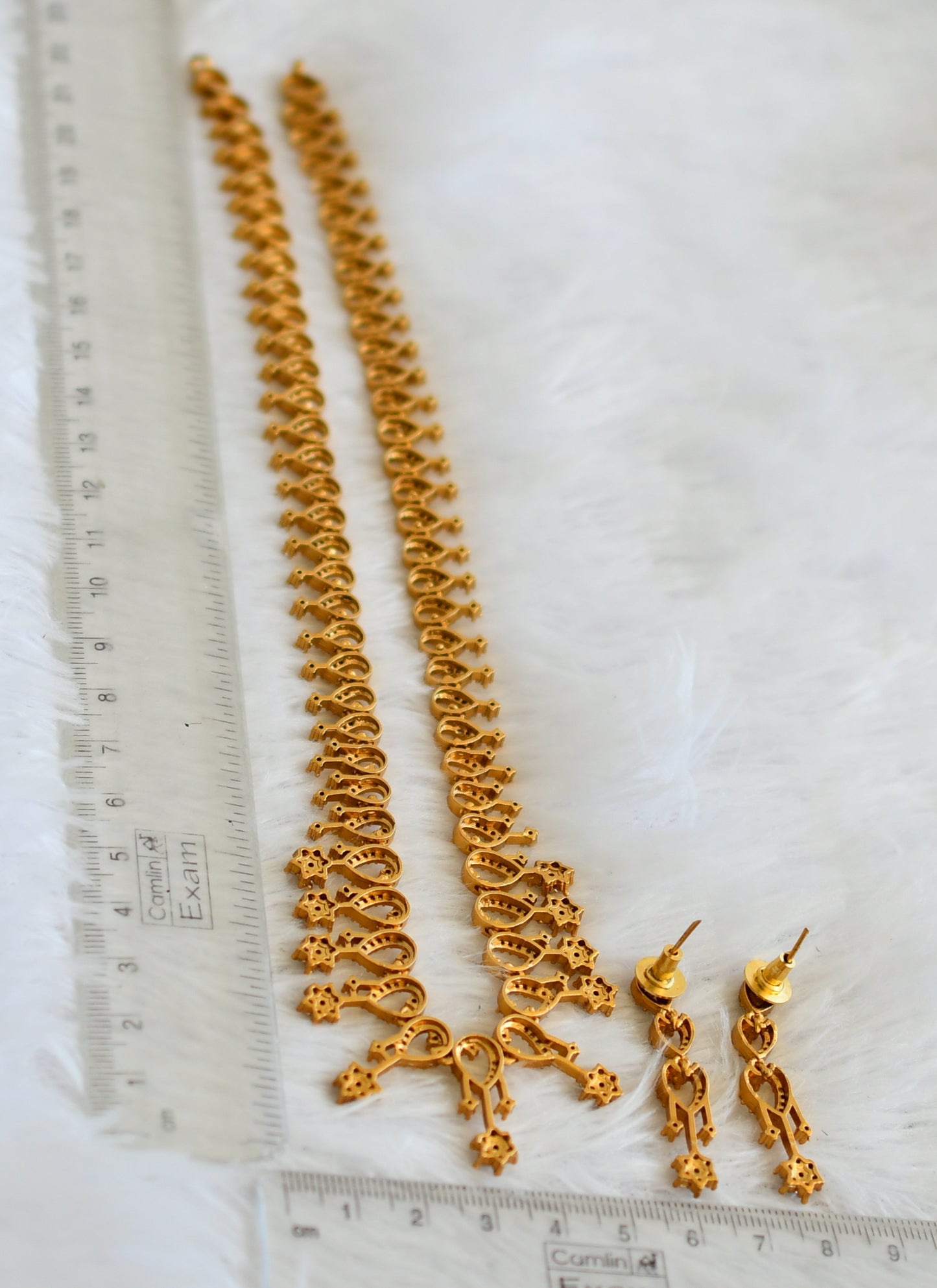 Matte finish cz white nakshatra haar set dj-44047