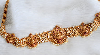 Matte finish kemp lakshmi pearl cluster waist chain/hip chain dj-44659