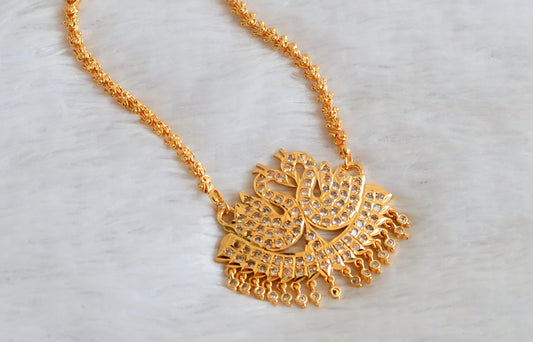 Gold Tone AD White Swan South Indian style Long Chain DJ25653