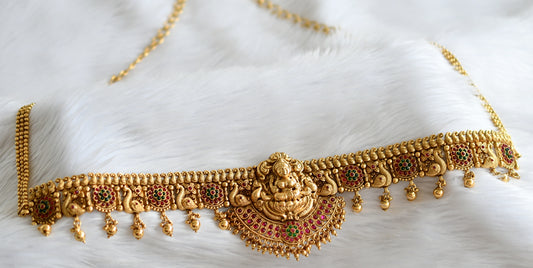 Antique gold tone kemp-green lakshmi peacock waist chain/hip chain dj-44663