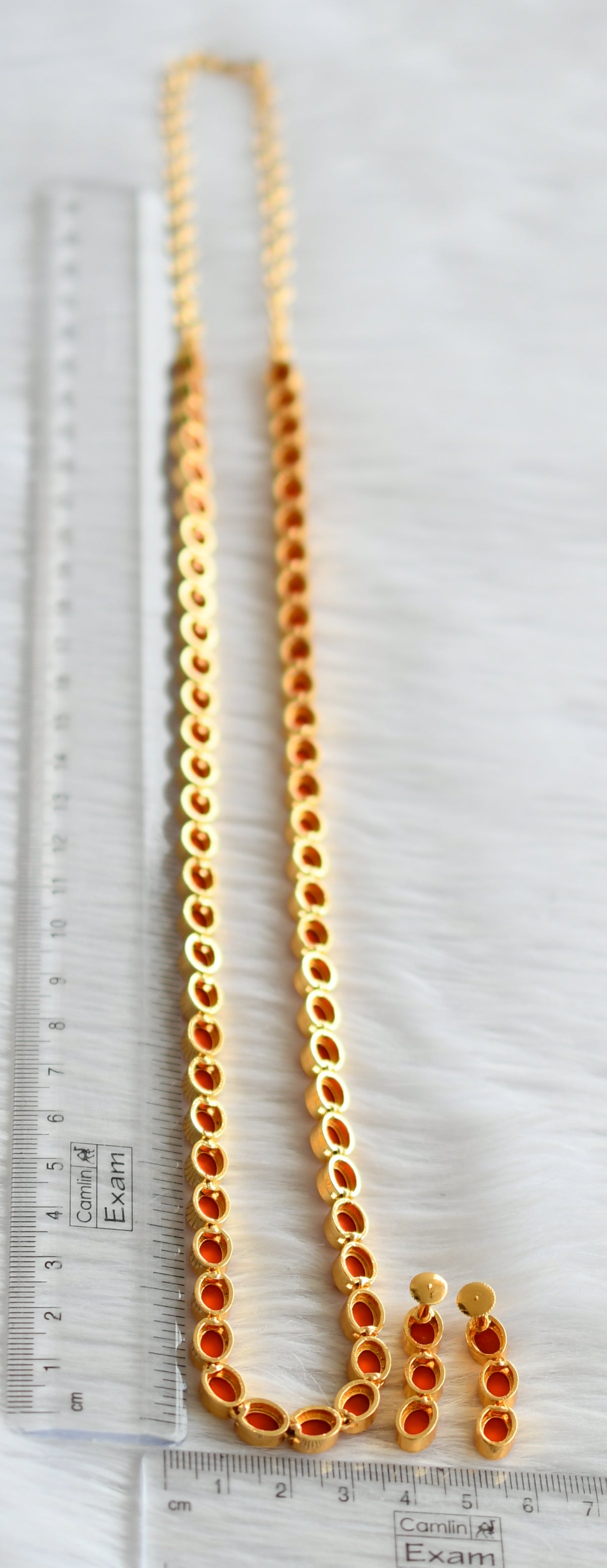 Gold tone orange oval stone haar set dj-44688