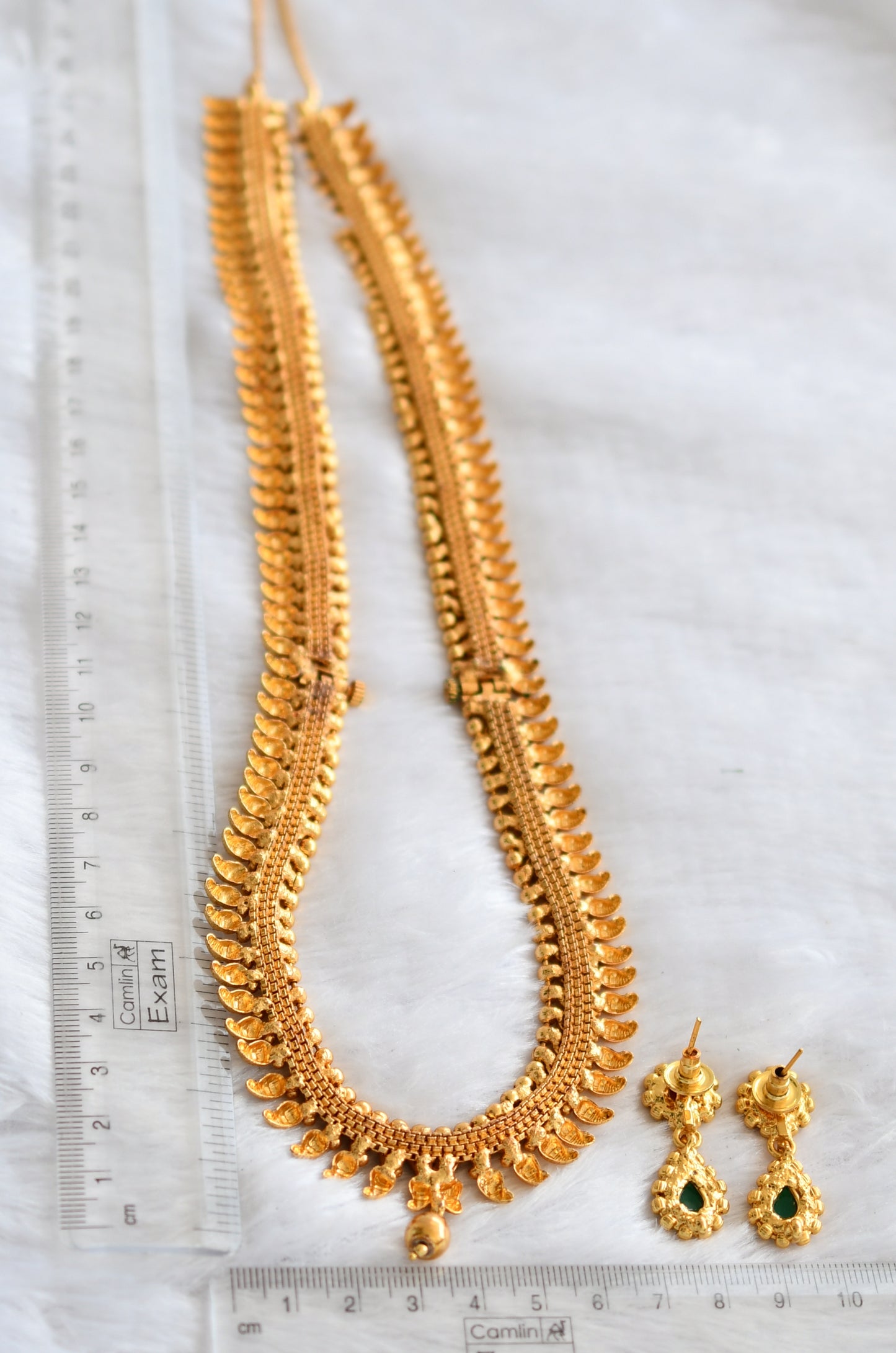 Antique gold tone 2 in 1 Kemp-green Mango Haar Set - DJ16852