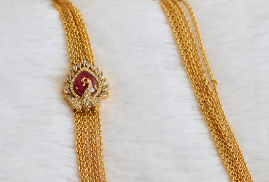 Antique gold tone cz ruby peacock chandra haar dj-50083