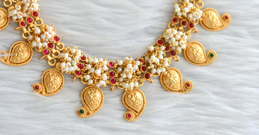 Matte finish pink-green mango necklace set dj-06982