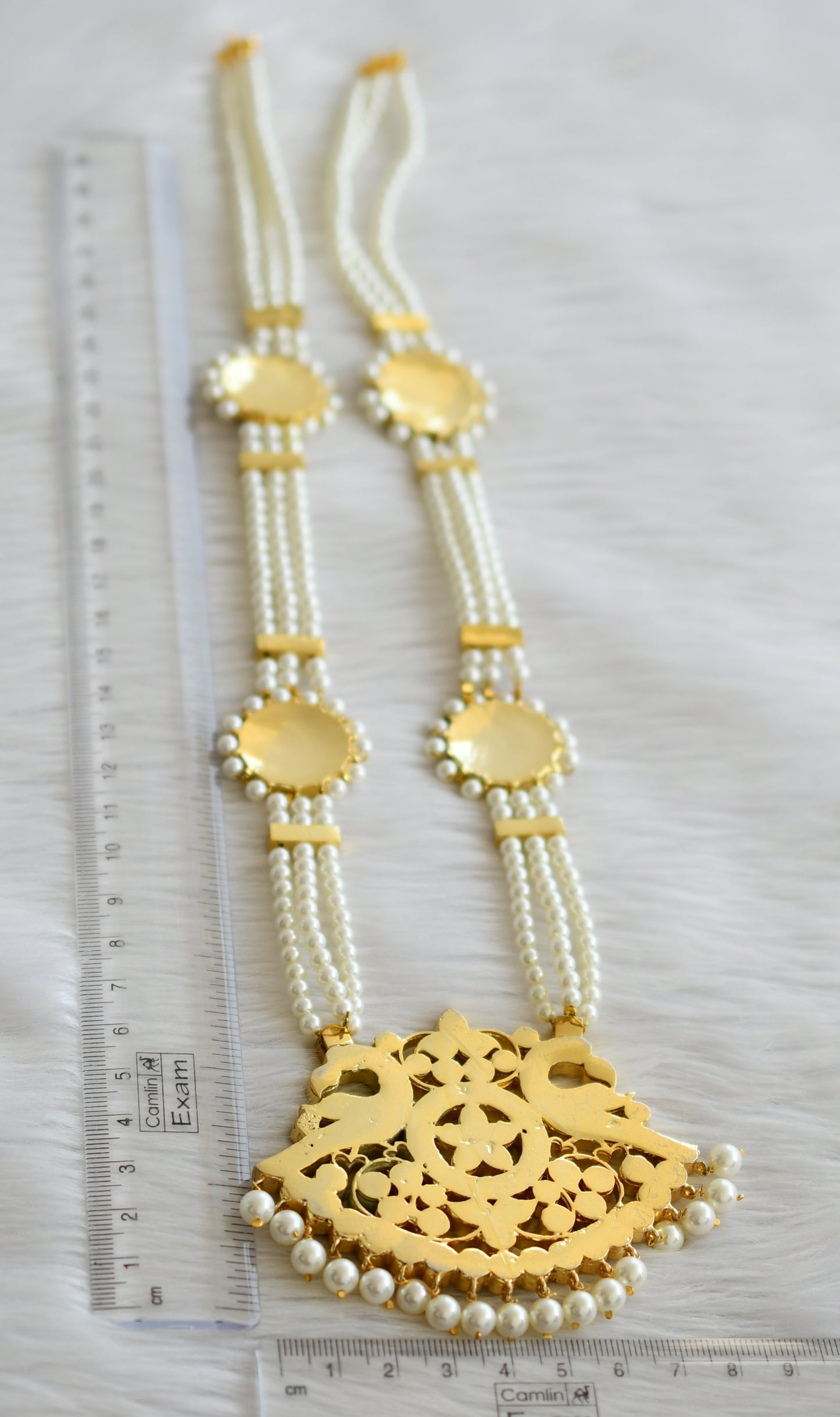 Gold tone precious kemp-green pearl peacock haar dj-44715