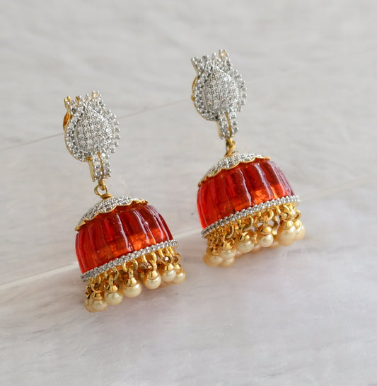 Two tone red-white-pearl party wear jhumkka dj-46511