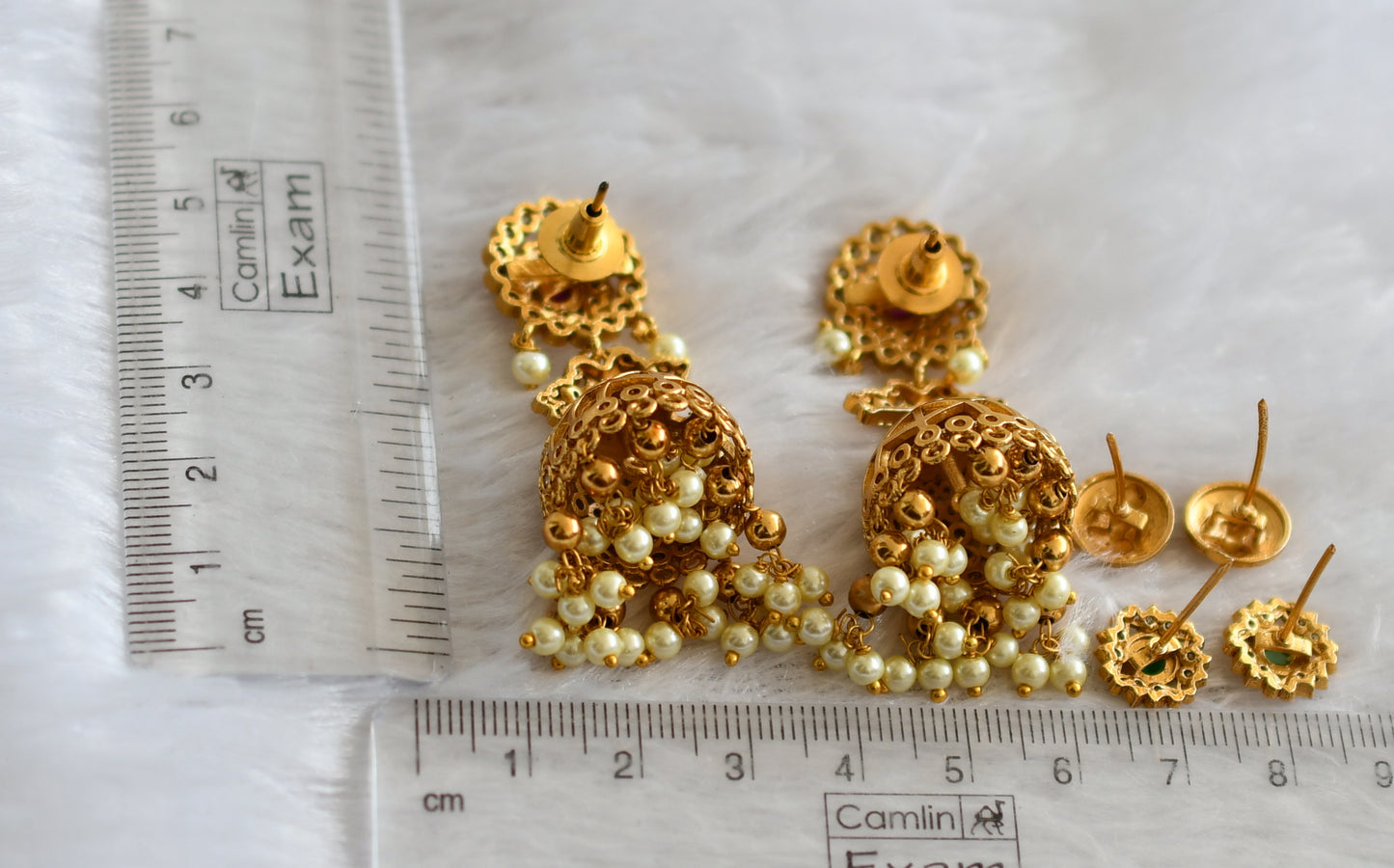 Matte finish cz white color changeable peacock jhumkka dj-46515