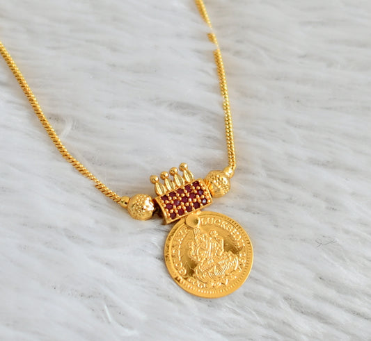 Gold tone pink lakshmi coin kodi necklace dj-48111