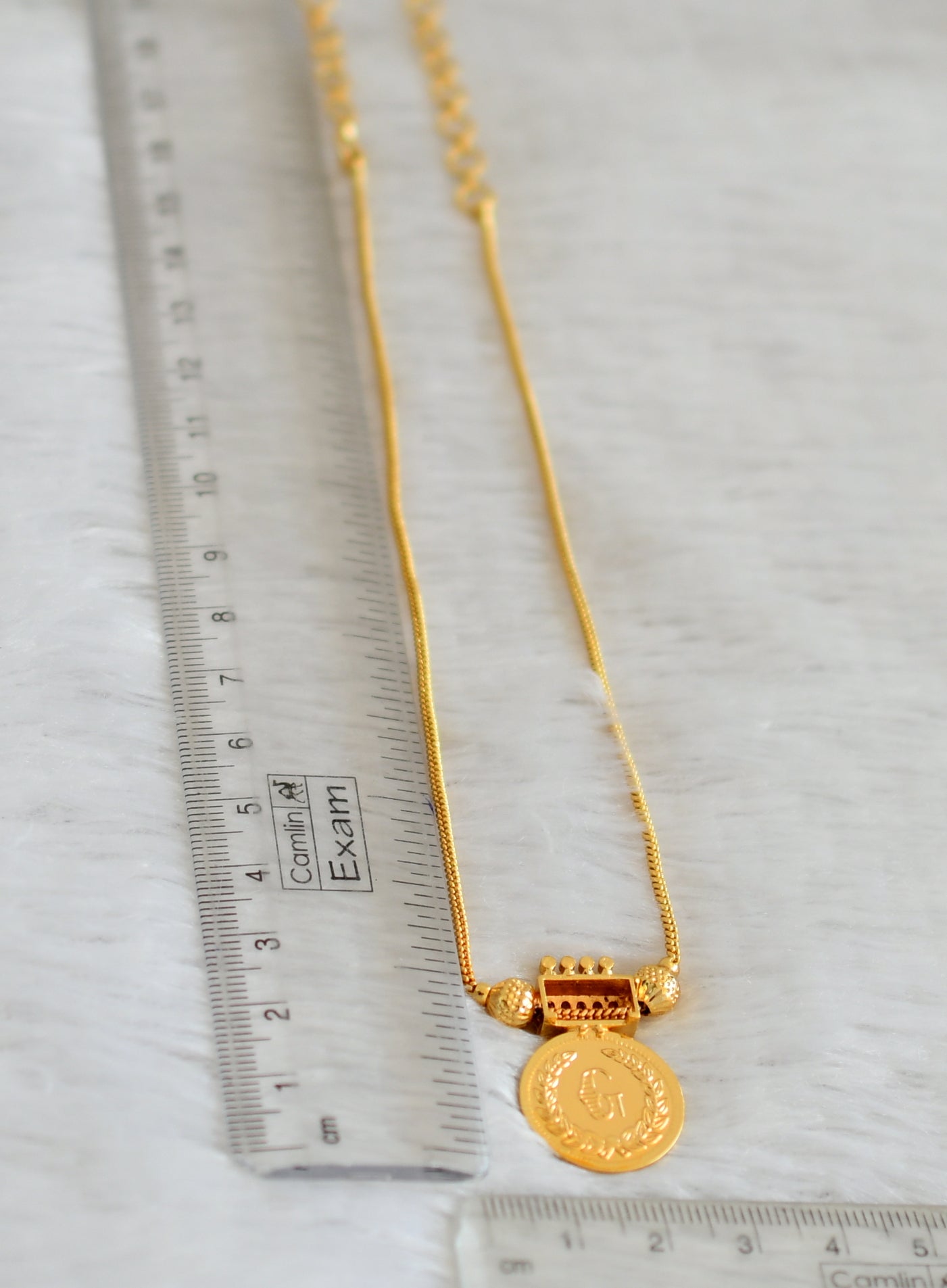 Gold tone pink lakshmi coin kodi necklace dj-48111