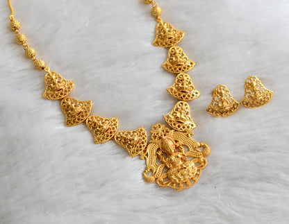 Gold tone kerala style lakshmi peacock necklace set dj-46531