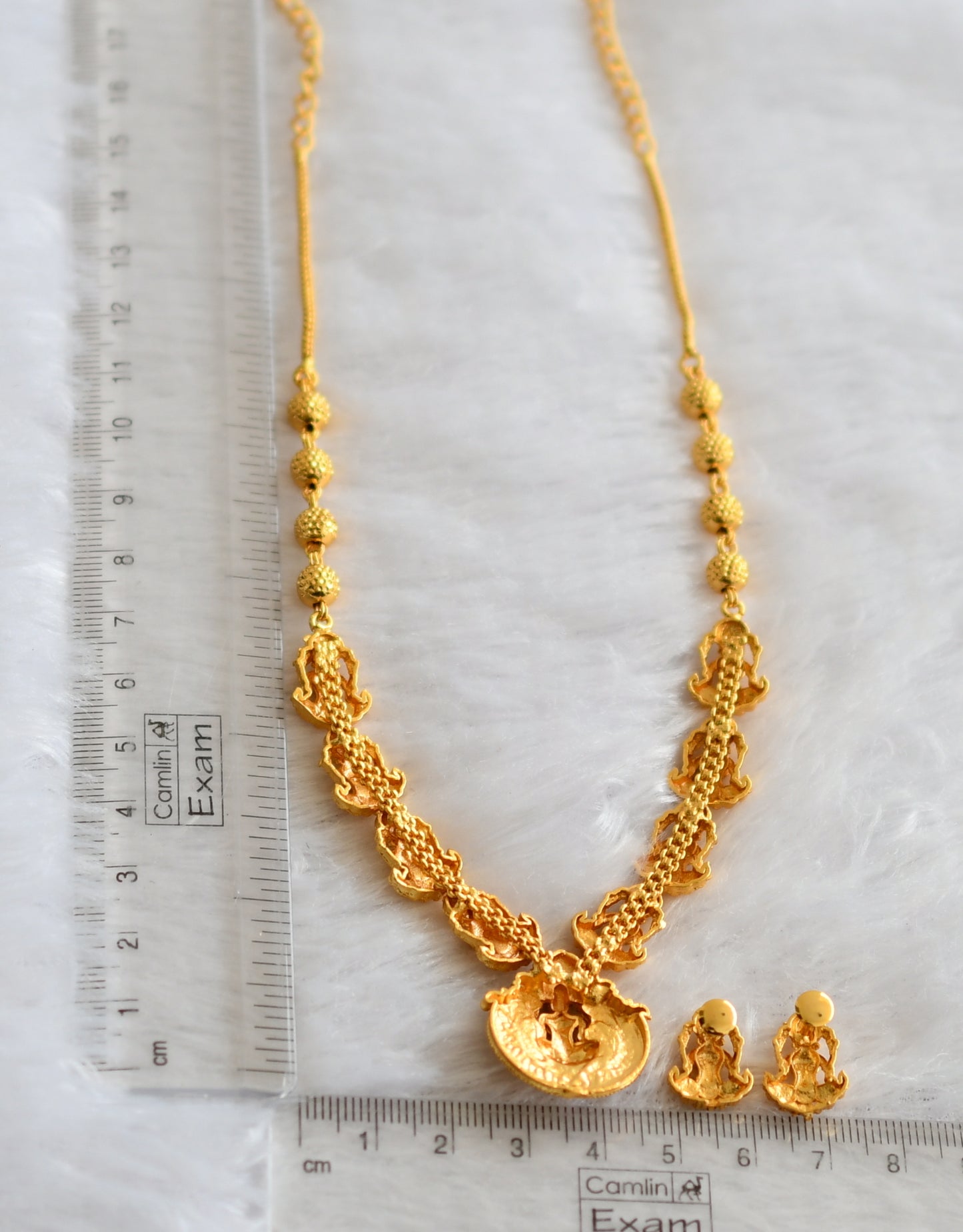 Gold tone kerala style lakshmi necklace set dj-46530
