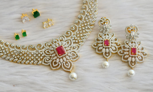 Two tone color changeable necklace set dj-44742