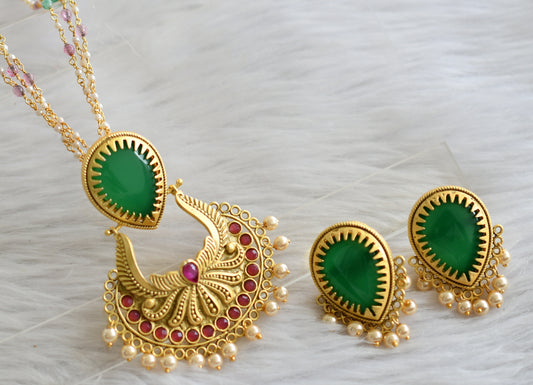 Matte finish Ruby-green Pendant Set DJ23180
