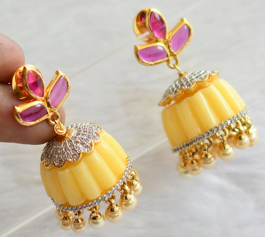 Two tone kemp-white -yellow party wear jhumkka dj-46510