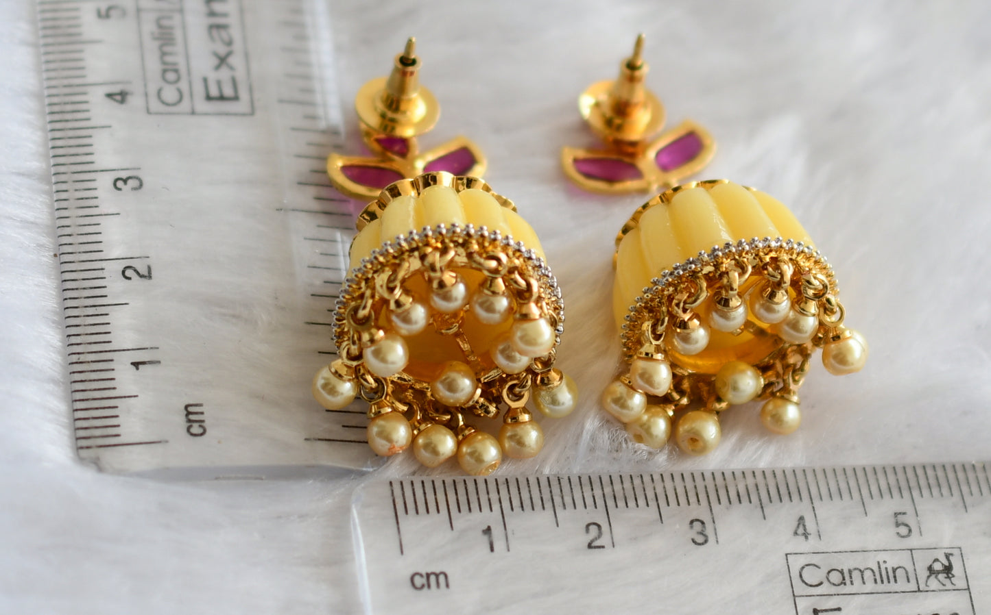 Two tone kemp-white -yellow party wear jhumkka dj-46510