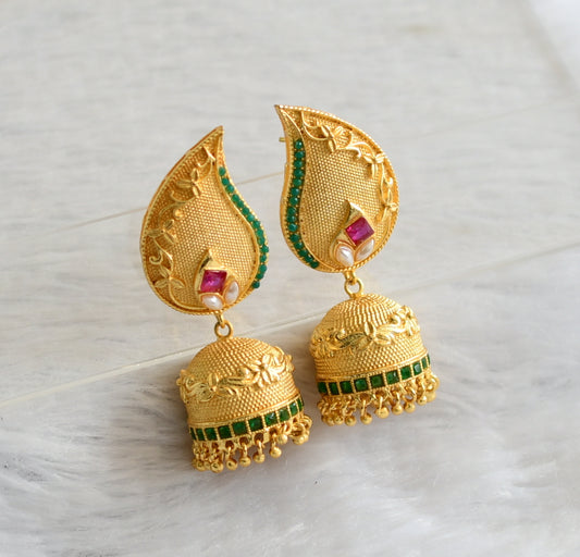 Matte finish emerald-ruby-pearl mango jhumkka dj-04137