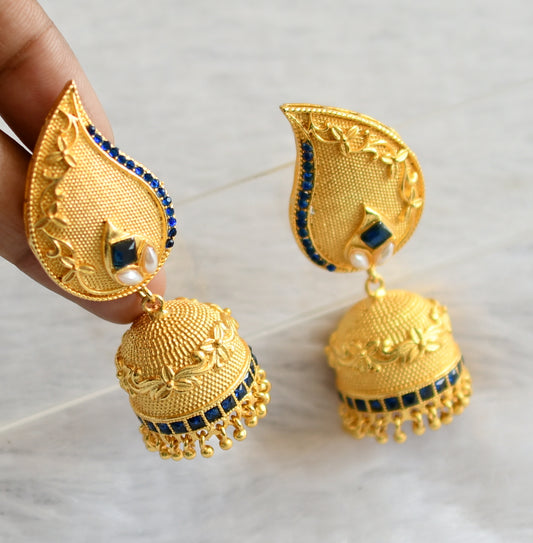 Matte finish royal blue-pearl mango jhumkka dj-04136