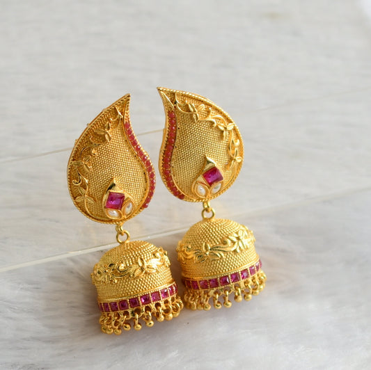 Matte finish ruby-pearl mango jhumkka dj-04134