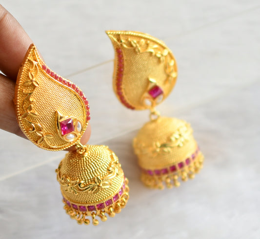 Matte finish ruby-pearl mango jhumkka dj-04134