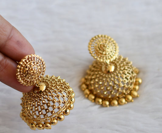 Antique gold tone jhumkka dj-50165