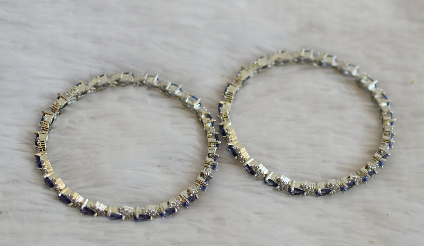 Silver tone cz purple thilak stone bangles(2.4) dj-50178
