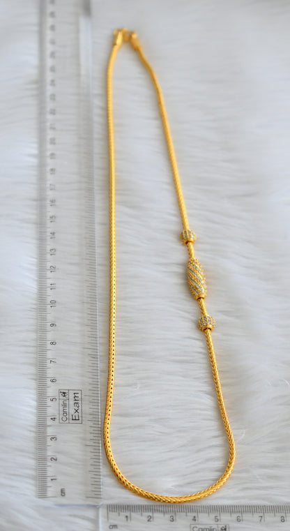 Gold tone cz white mugappu chain dj-44760
