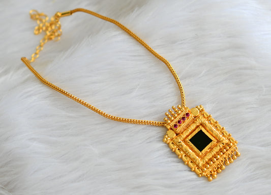 Gold tone pink-green square kerala style necklace dj-43250