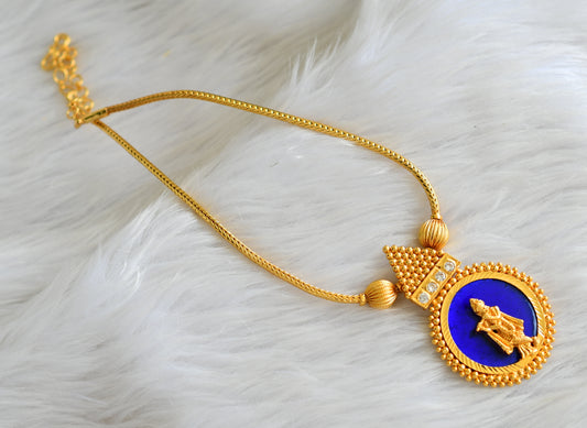 Gold tone kerala style blue-white round krishna necklace dj-43223