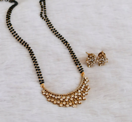 Antique gold tone cz white stone 24 inches mangalsutra set dj-50216
