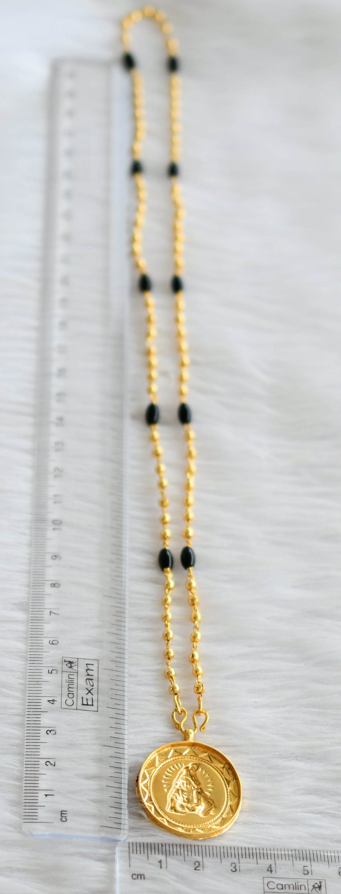 Gold tone 24 inches karimani chain with krishna round pendant dj-44805