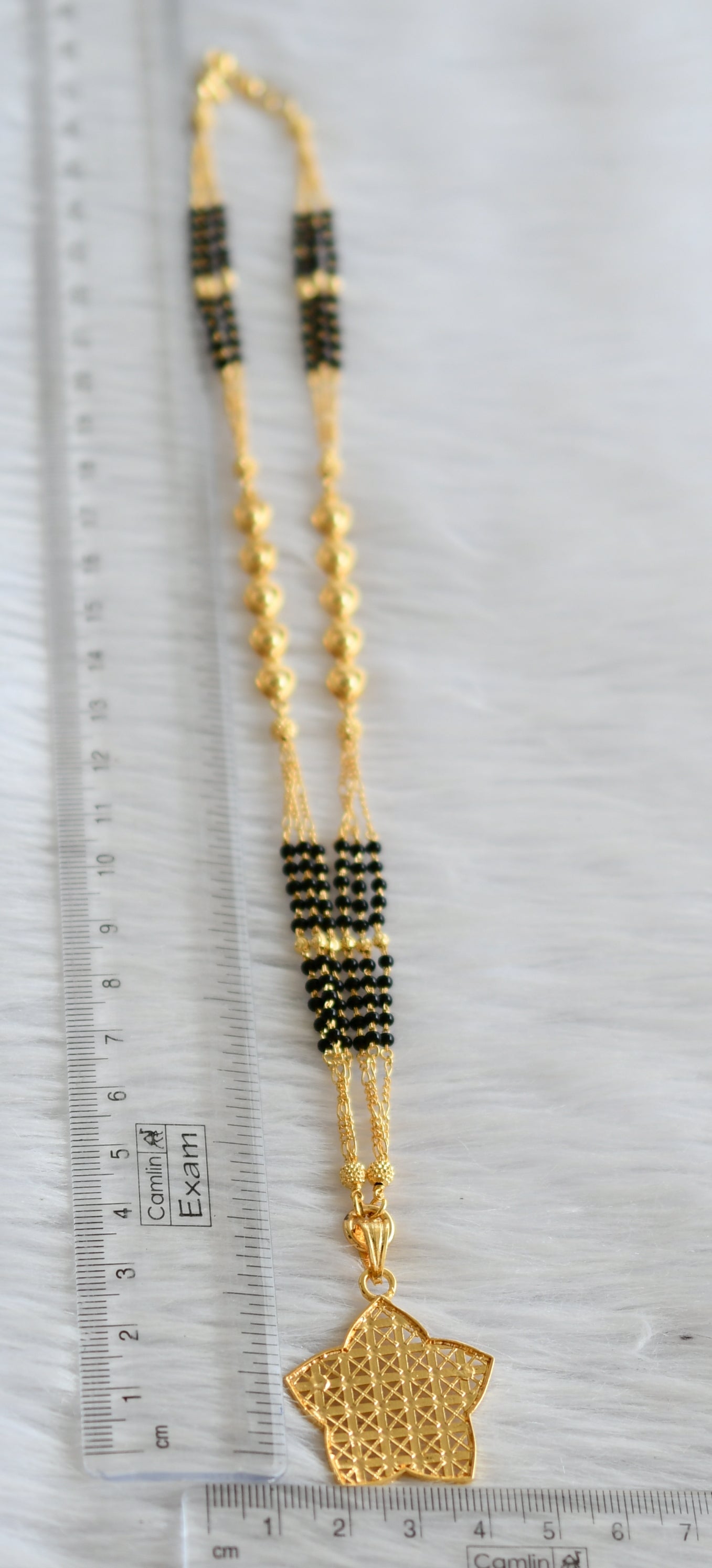 Gold tone 18 inches karimani chain with nakshatra pendant dj-44803