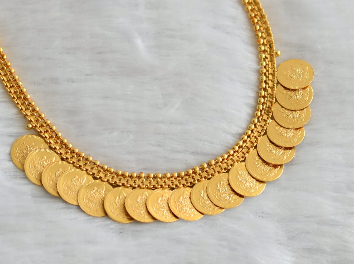 Gold tone kerala style lakshmi coin necklace dj-46543
