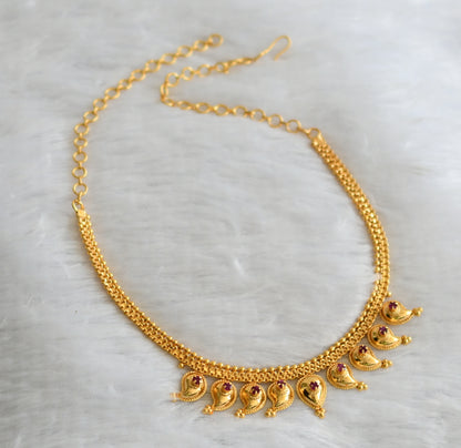 Gold tone kerala style ruby stone mango necklace dj-46544