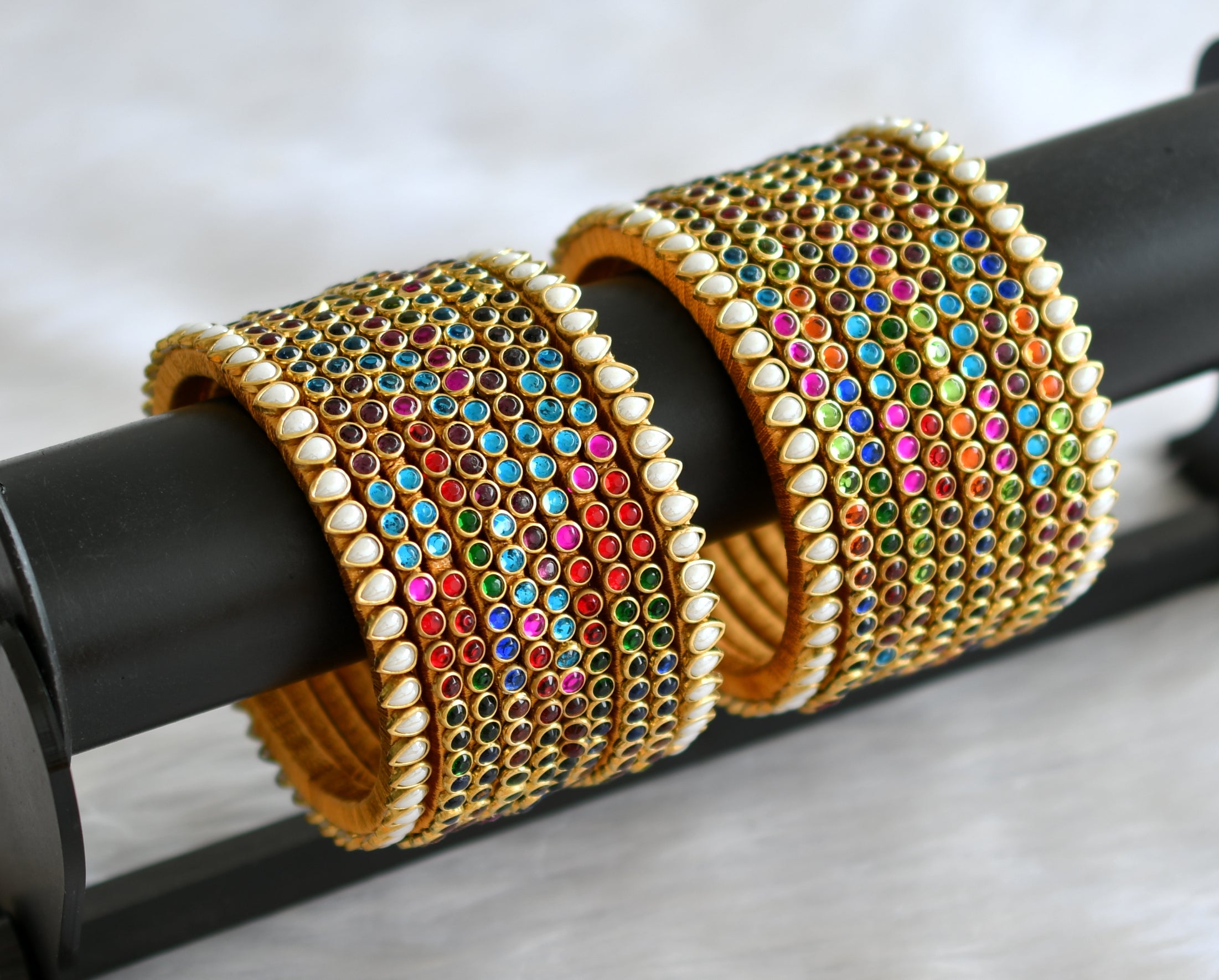 Golden colour sale silk thread bangles