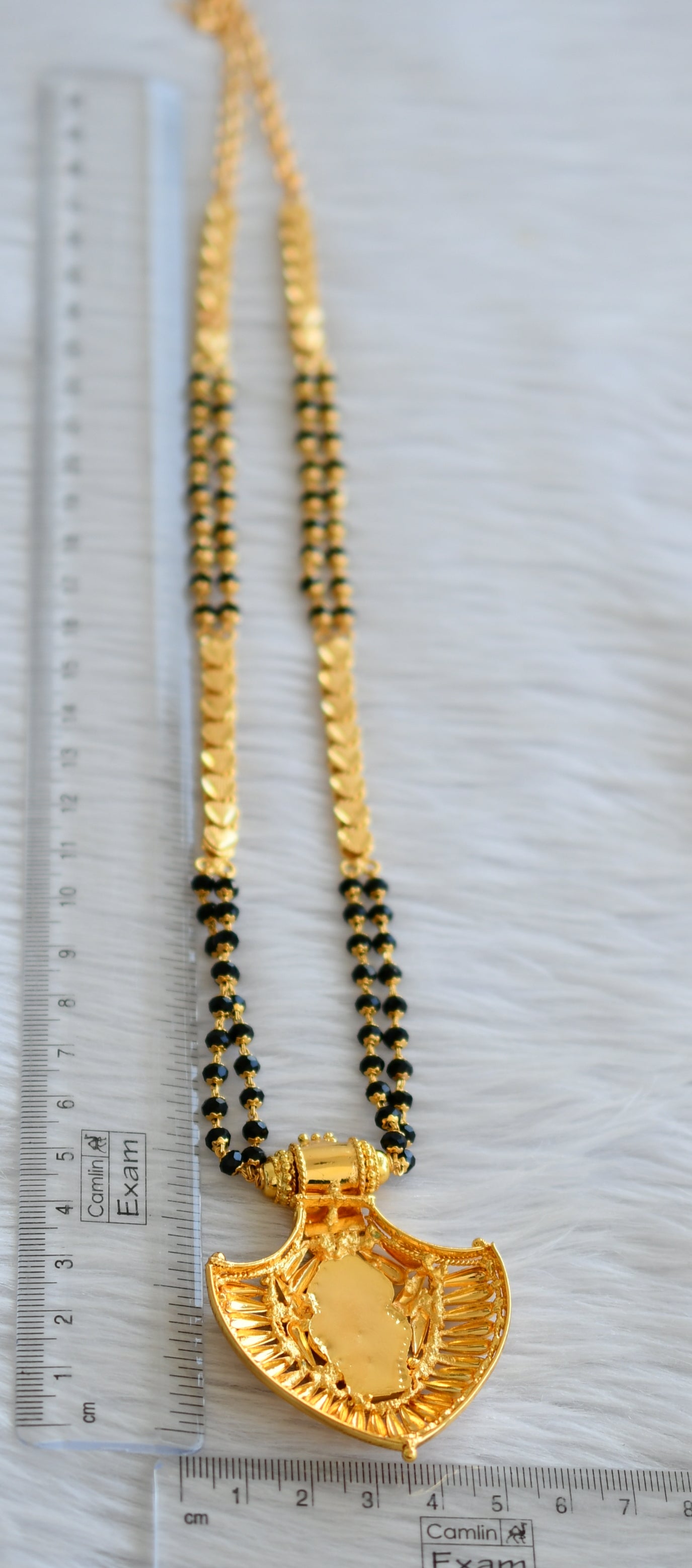 Gold tone double layer karimani chain with krishna pendant dj-44817