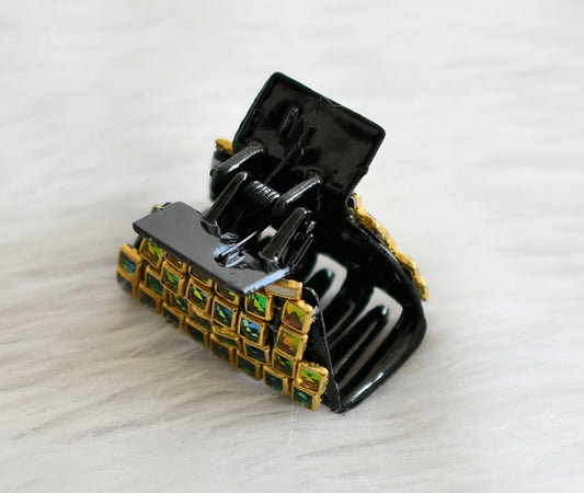 Multi color kundan stone black hair catch clip dj-44847