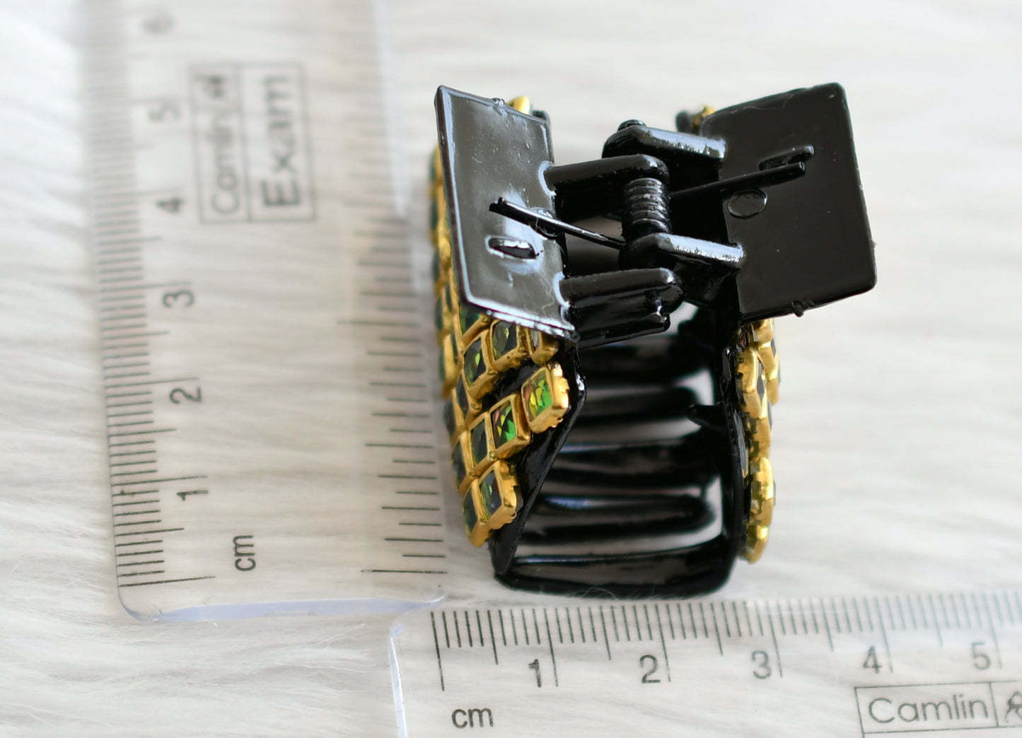 Multi color kundan stone black hair catch clip dj-44847