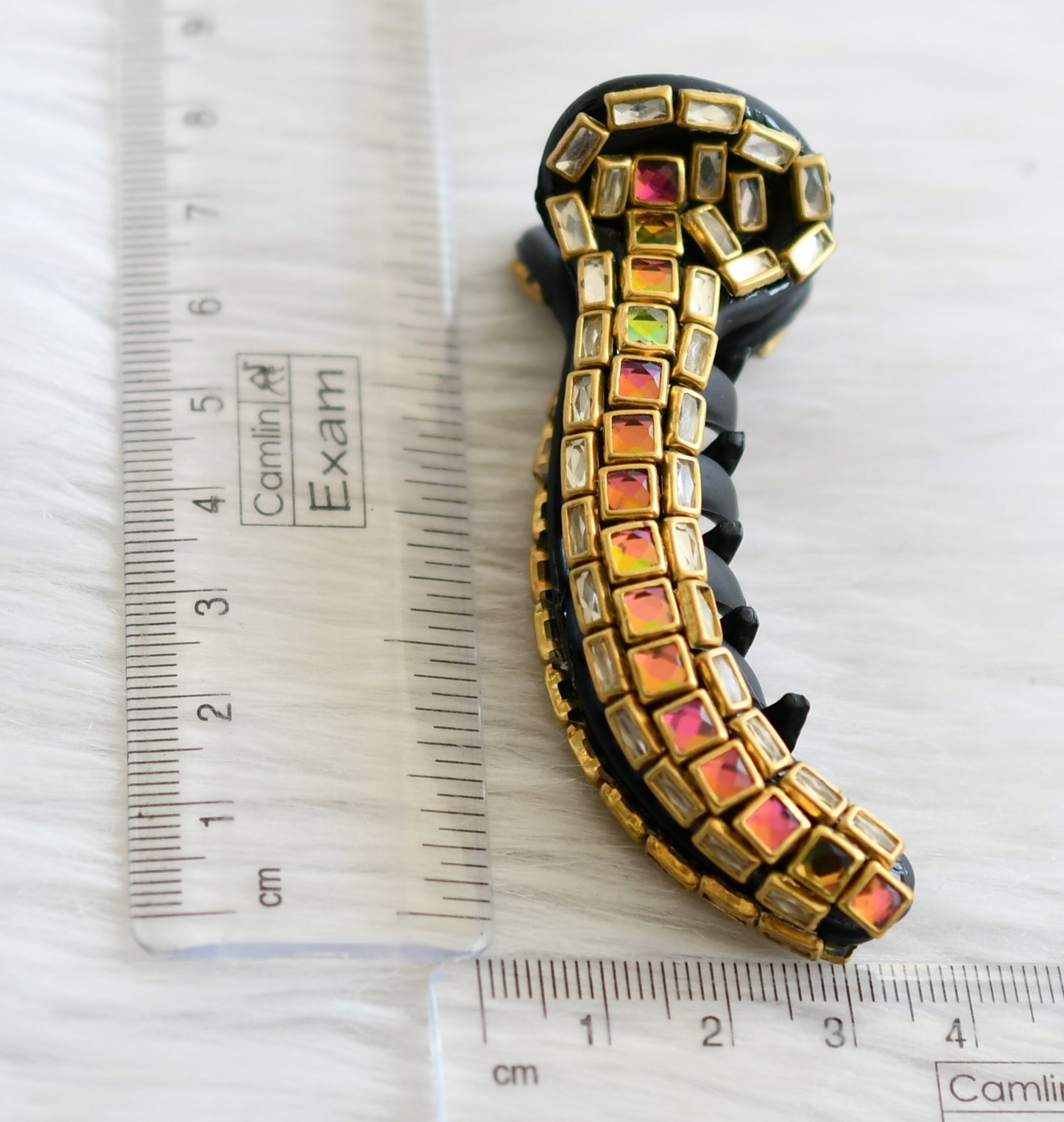 Multi color kundan stone black hair catch clip dj-44856