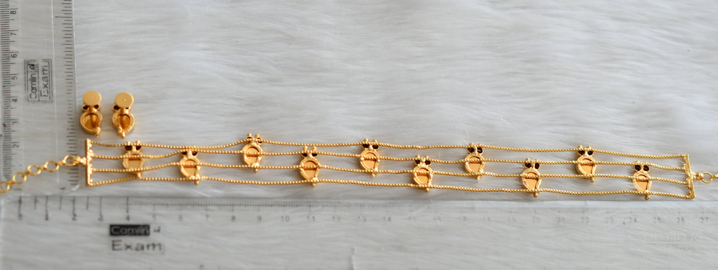 Gold tone white-red mango Kerala style choker necklace set dj-42075