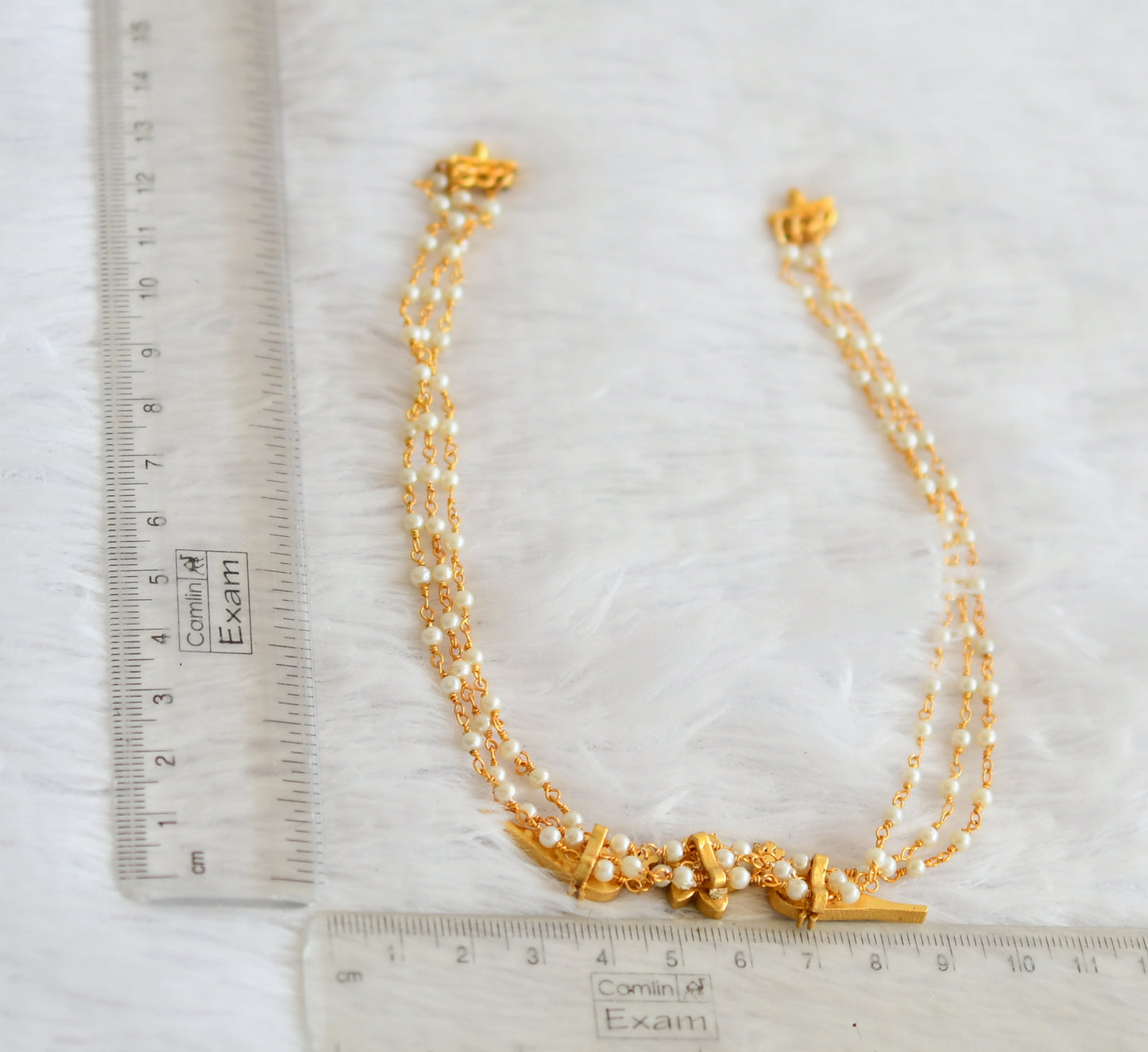 Gold tone pink-green kundan jadau lotus bird choker necklace set dj-43625