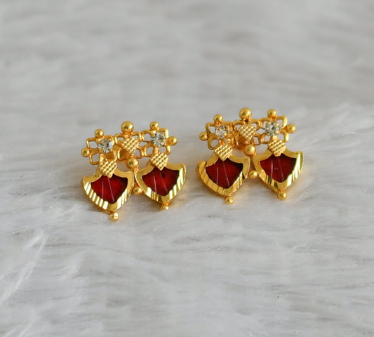 Gold tone kerala style red palakka earrings dj-48265