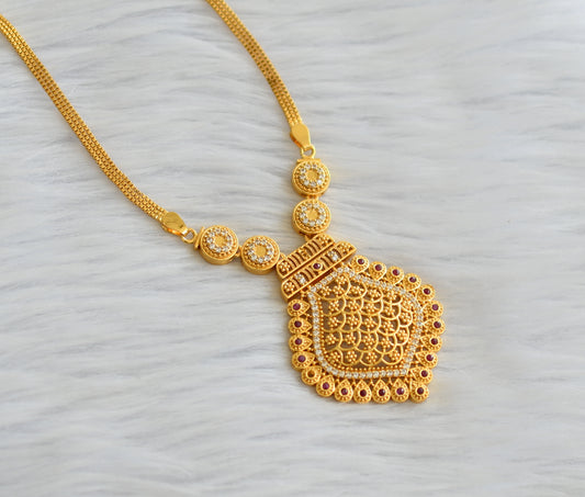 Gold tone cz ruby-white stone necklace dj-43343
