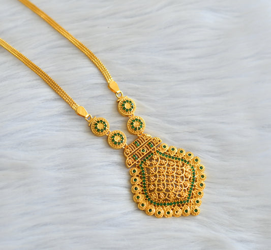 Gold tone green stone necklace dj-43345