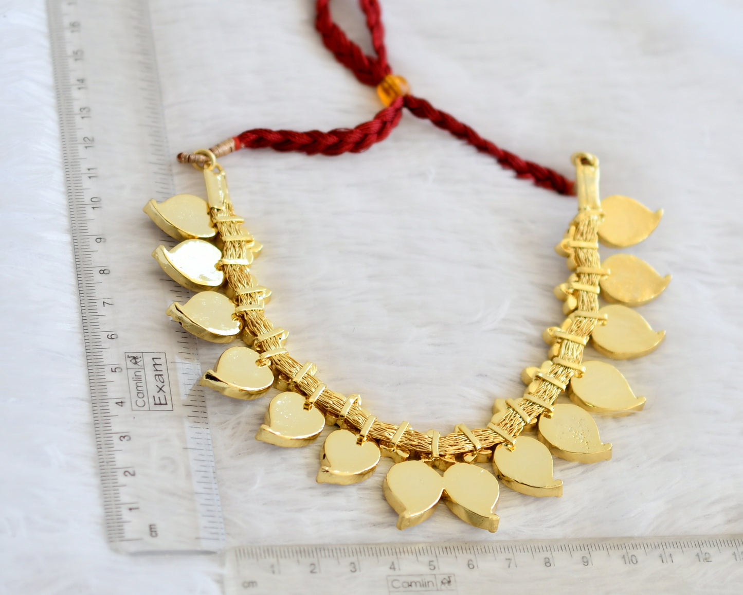 Gold tone precious kemp-green-white mango necklace set dj-50274