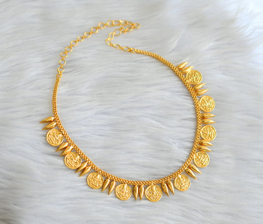 Gold tone kerala style mulla mottu lakshmi coin necklace dj-43326