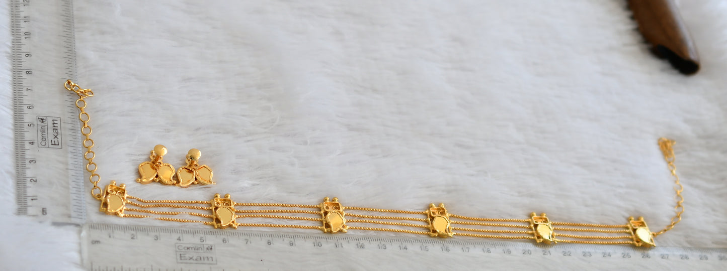 Gold tone red-white mango kerala style mango choker necklace set dj-50285